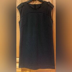 Banana Republic‎ Factory Black & Grey Geometric Print Knit Shift Dress Size 12
